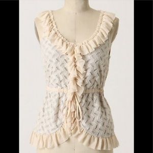 Anthropologie Hype Dauphine Lace ruffle top SZ Sm